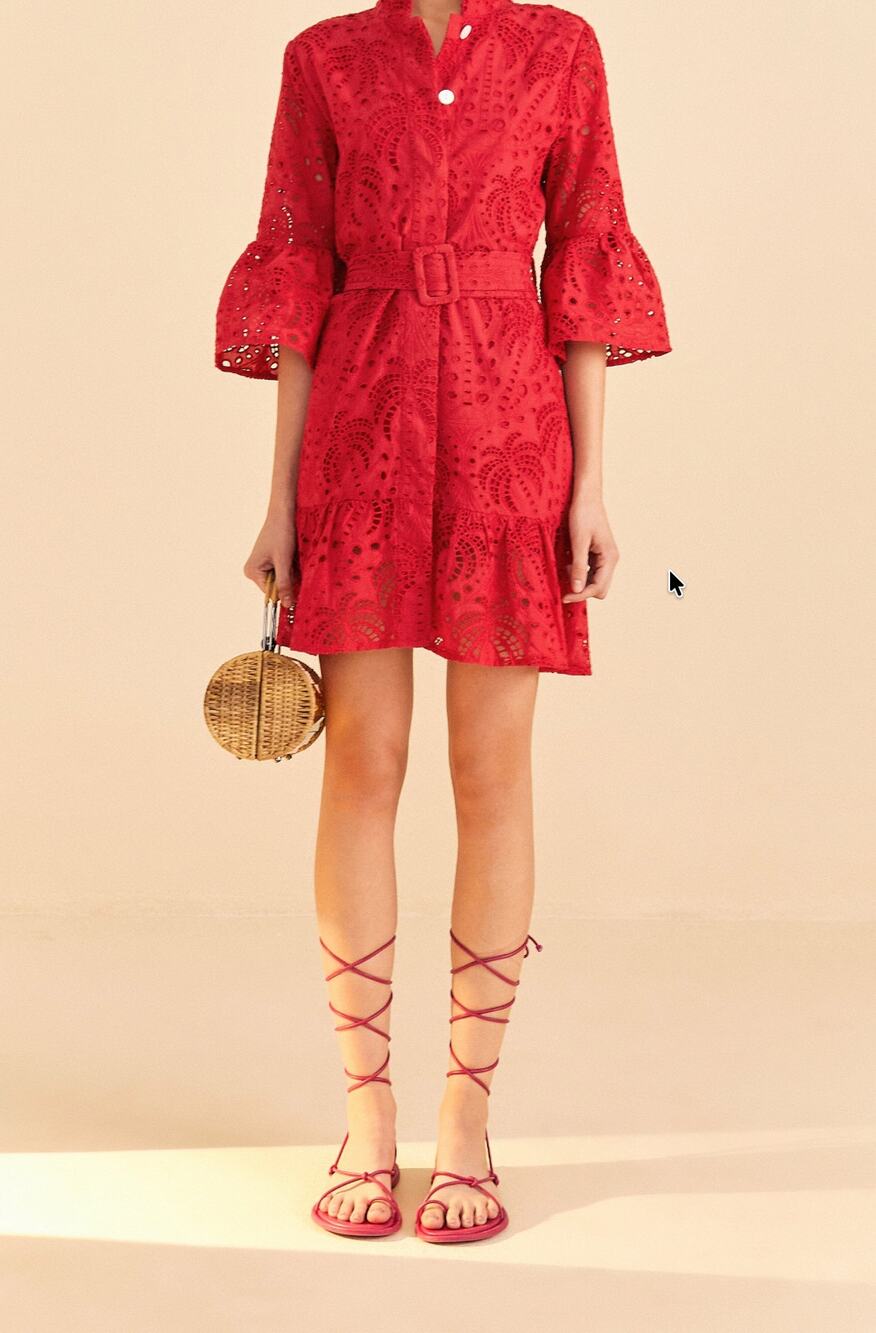 FARM Rio Red Palm Tree Mini Dress